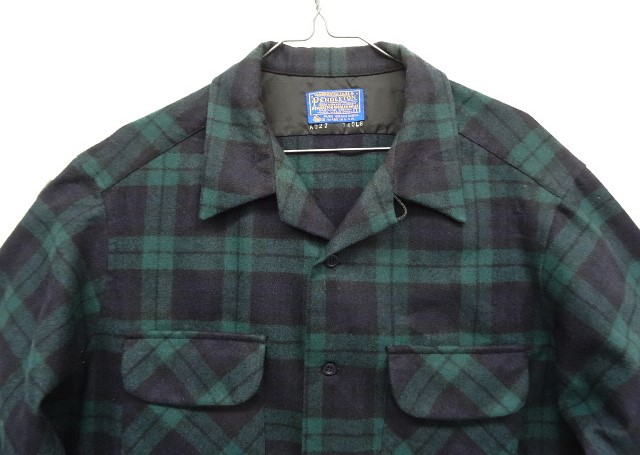 画像: 70'S PENDLETON "BOARD SHIRT" ウール オープンカラーシャツ ブラックウォッチ USA製 (VINTAGE)