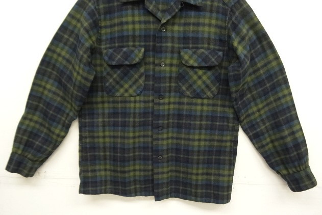 画像: 60'S PENDLETON "BOARD SHIRT" ウール オープンカラーシャツ チェック柄 USA製 (VINTAGE)