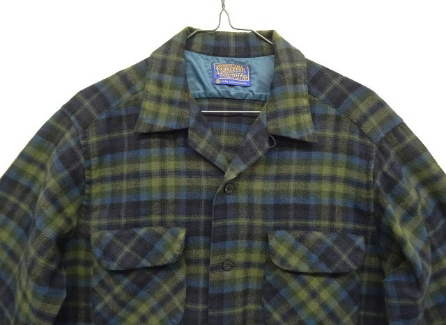 画像: 60'S PENDLETON "BOARD SHIRT" ウール オープンカラーシャツ チェック柄 USA製 (VINTAGE)