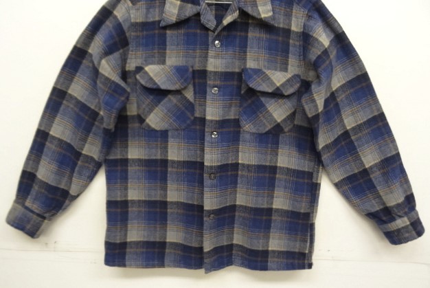 画像: 70'S PENDLETON "BOARD SHIRT" ウール オープンカラーシャツ チェック柄 USA製 (VINTAGE)