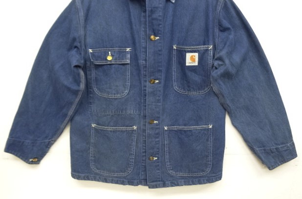 画像: 80'S CARHARTT "MICHIGAN CHORE COAT" 裏地無し デニム カバーオール インディゴ USA製 (VINTAGE)