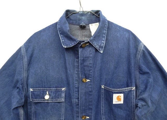 画像: 80'S CARHARTT "MICHIGAN CHORE COAT" 裏地無し デニム カバーオール インディゴ USA製 (VINTAGE)