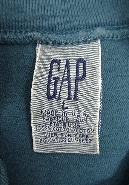 画像2: 90'S GAP 旧タグ シングルステッチ モックネック 長袖 Tシャツ ブルー USA製 (VINTAGE)