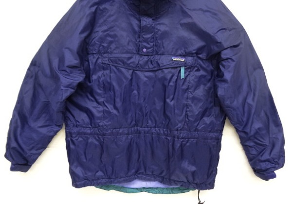 画像: 90'S PATAGONIA 旧タグ リップストップナイロン アノラックパーカー ネイビー/グリーン (VINTAGE)